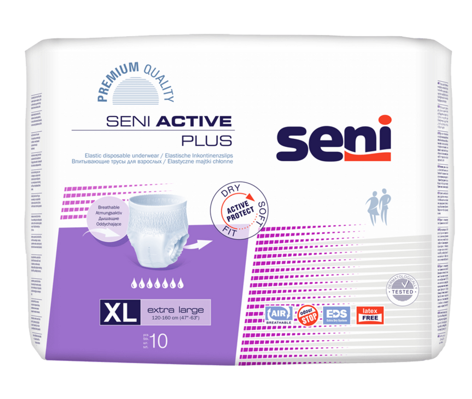 SENI Active Plus Extra Large sauskelnės - kelnaitės, 10vnt.