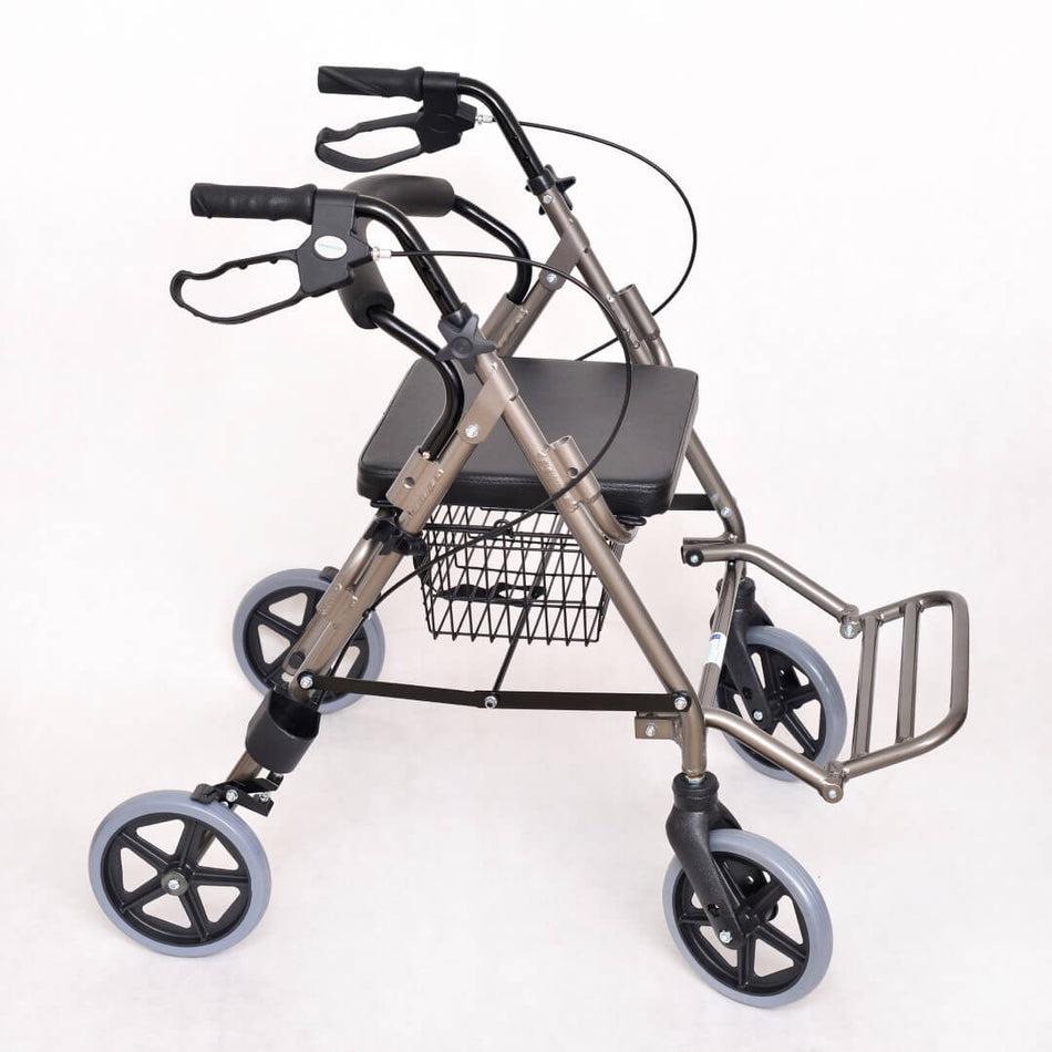 Aluminum walker with 4 wheels and leg support