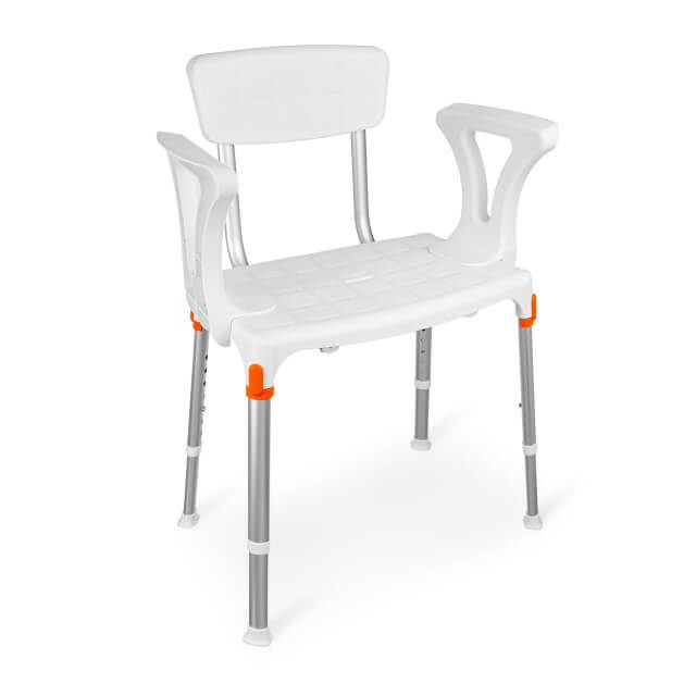 Shower chair with backrest and removable armrests