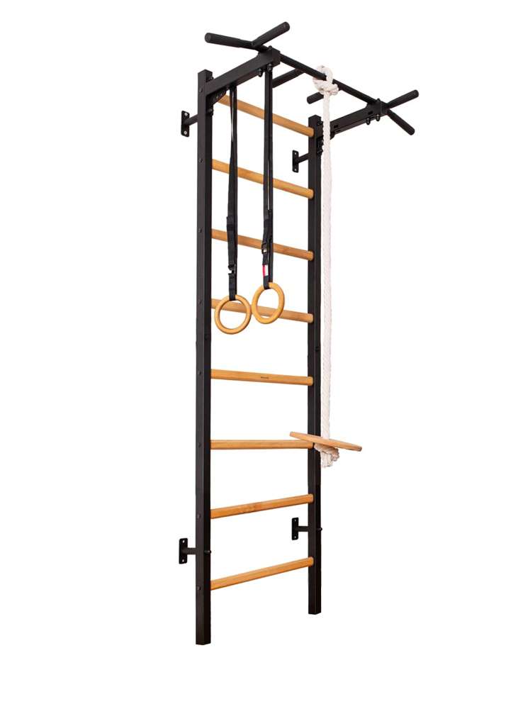 Gym wall bar with metal pull-up bar and gym accessory BenchK 221B (black)+A076