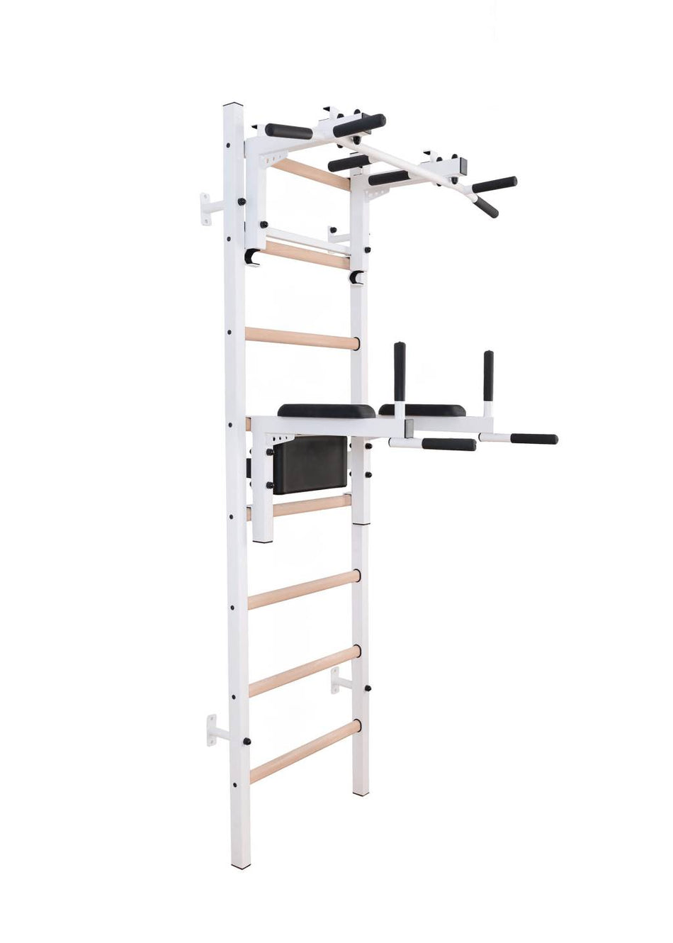 Gym wall bar with adjustable metal crossbar and parallel bars BenchK 232W (white)