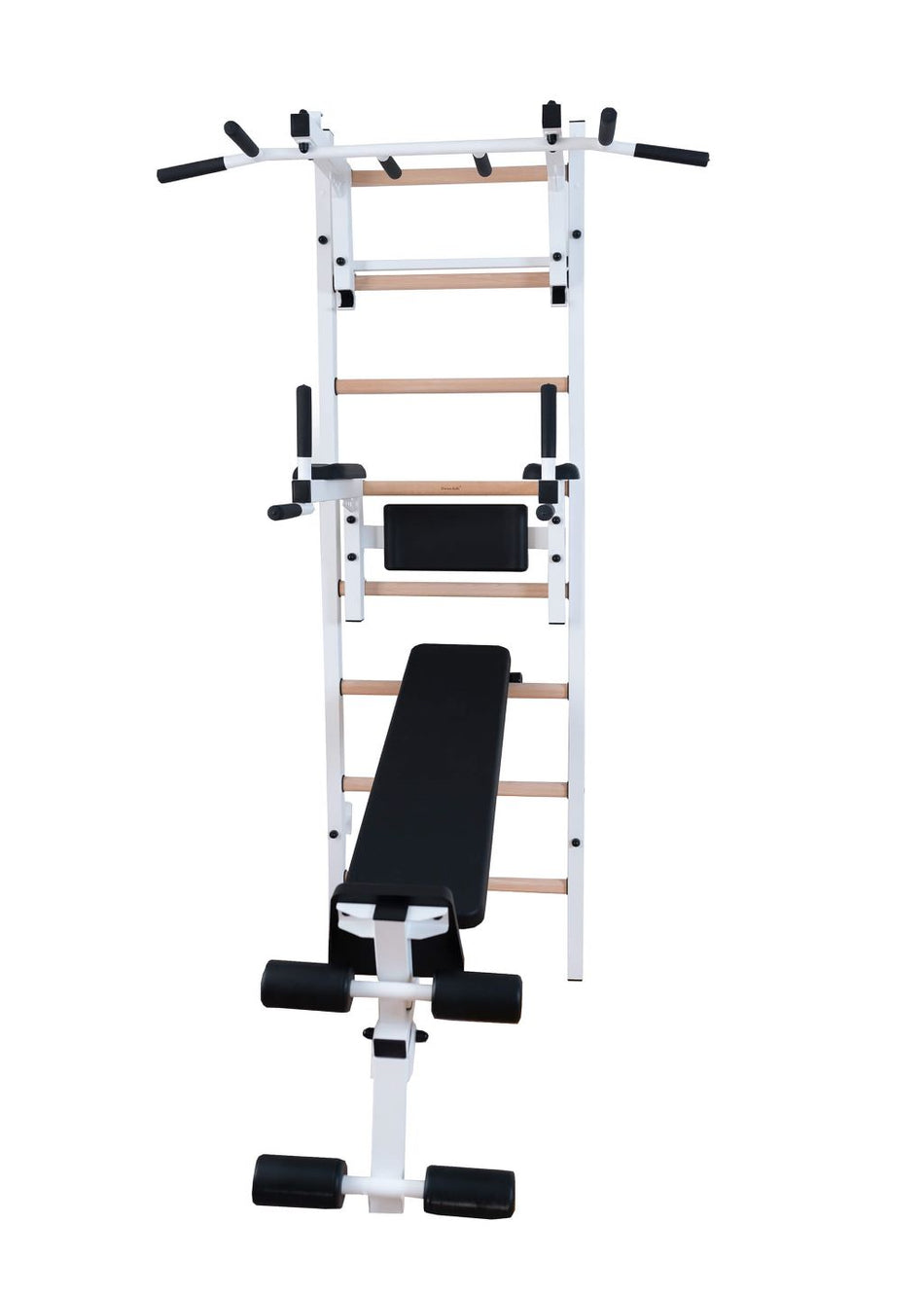 Gym wall bar with adjustable metal crossbar and bench BenchK 233W