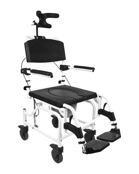 Shower-toilet commode chair with flip-over function