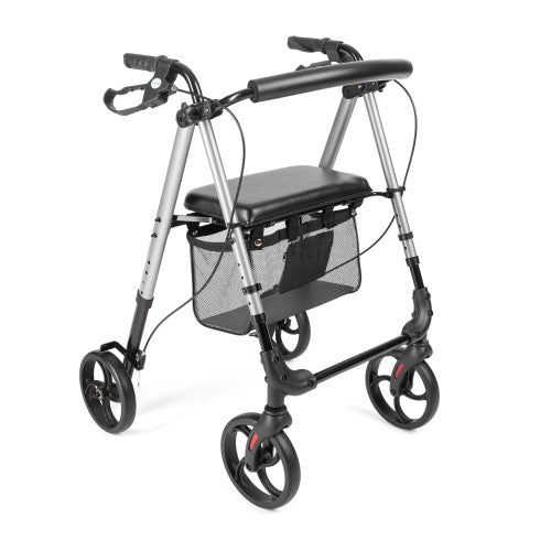 Pram with 4 wheels and adjustable height seat