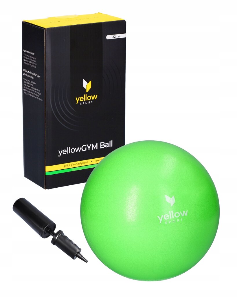 Soft ball with pump, 22cm YellowSport