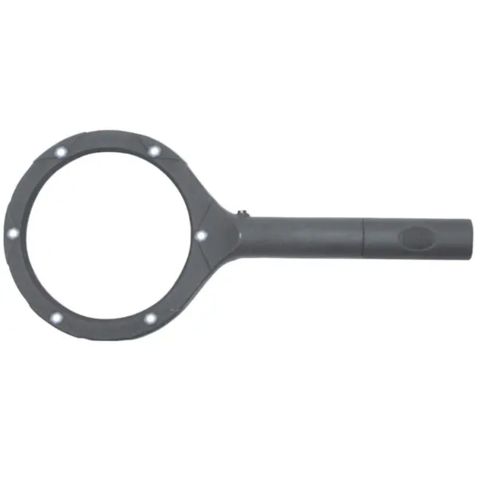 Universal magnifying glass with LED lighting