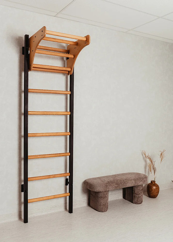 Multifunctional gymnastics wall bar with wooden pull-up bar BenchK 211B (black)