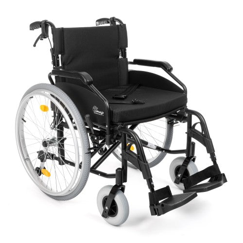 Wheelchair - aluminum, with brakes, for an accompanied person