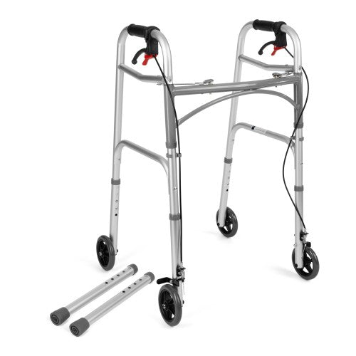 Four-wheeled walker with brakes