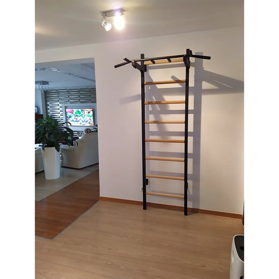 Multifunctional gymnastics wall bar with metal pull-up bar BenchK 221B (black)
